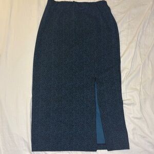 Vintage Weekenders Blue and Black Patterned Pencil Midi Skirt Size Medium